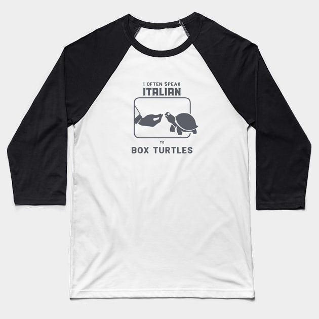 Funny Italian hand gesture and eastern box turtle Baseball T-Shirt by croquis design